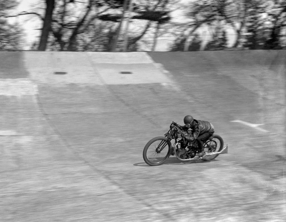 Albert William Denly on his Norton motorcycle at rooklands