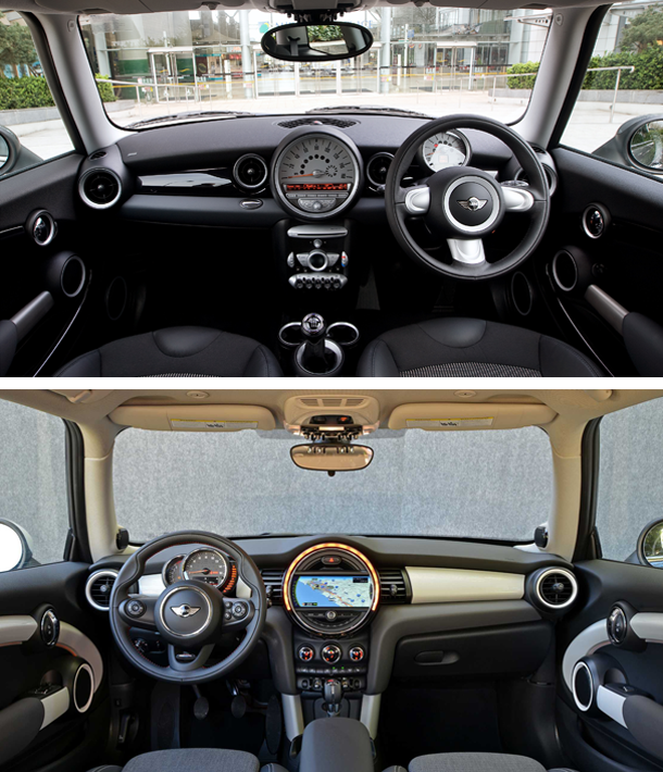new mini and old mini interior comparison