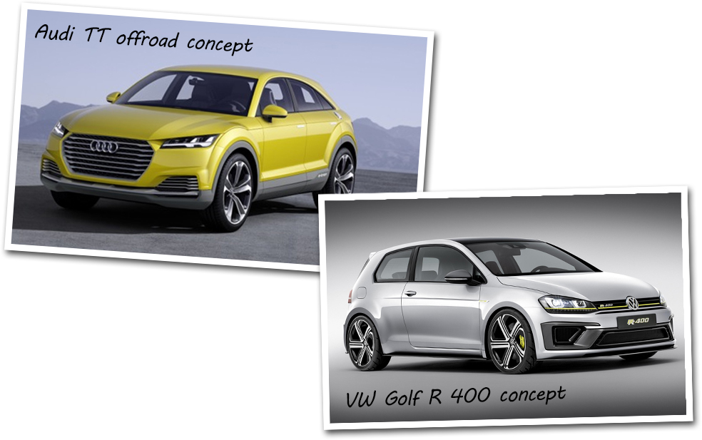 VW Golf R 400 and Audi TT concept at 2014 Beijing motor show
