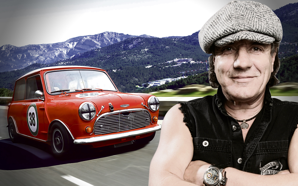 Brian Johnson of AC/DC and the austin mini cooper S works