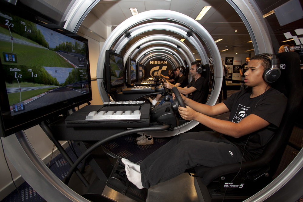 Jann Mardenborough plays Gran Turismo during the GT Academy race driver competition, 2011