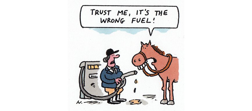 Wrong fuel in the car cartoon