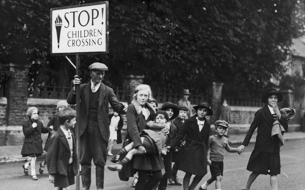 Children crossing road