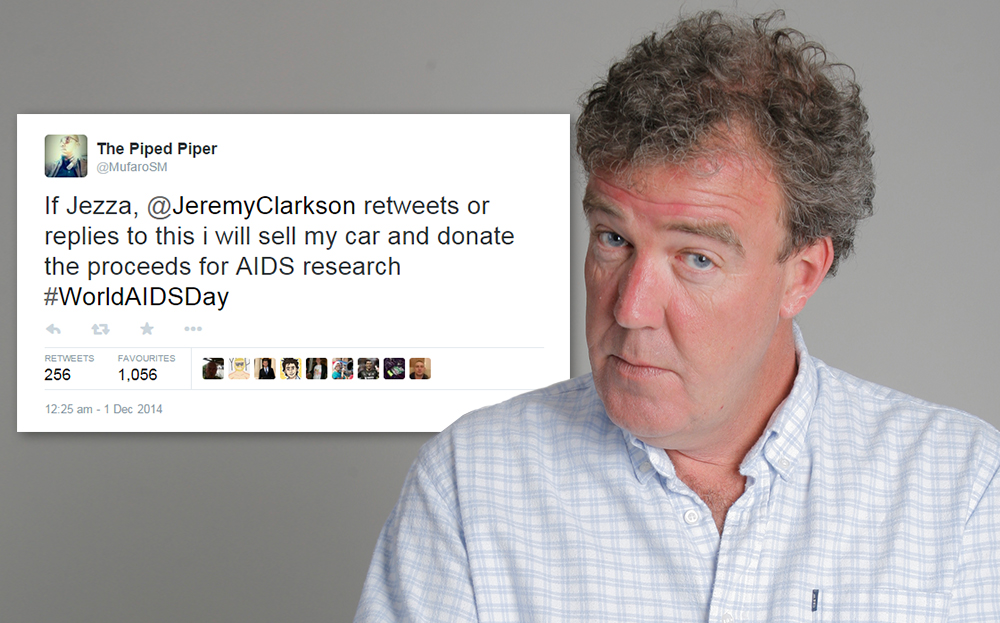 Piped Piper sells his car for charity thanks to retweet from Jeremy Clarkson 