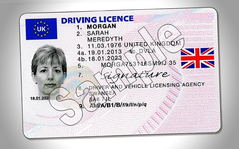 Union flag driving licence