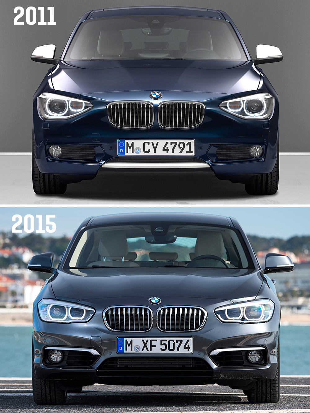 BMW 1-series old-vs new styling changes
