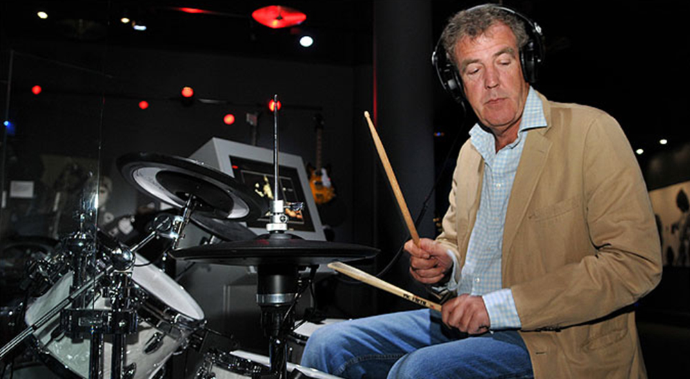 Jeremy Clarkson plays the drums