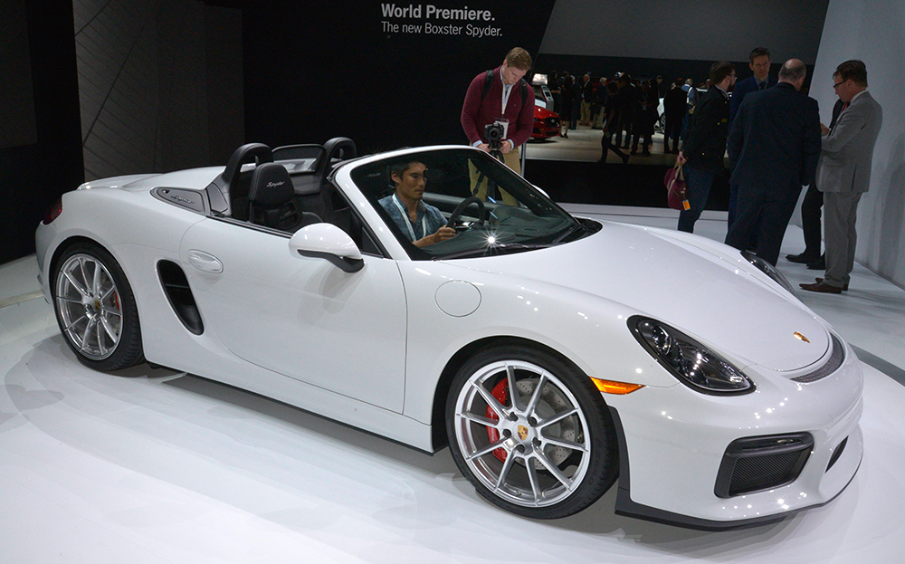 Porsche Boxster Spyder world premiere at the 2015 New York auto show