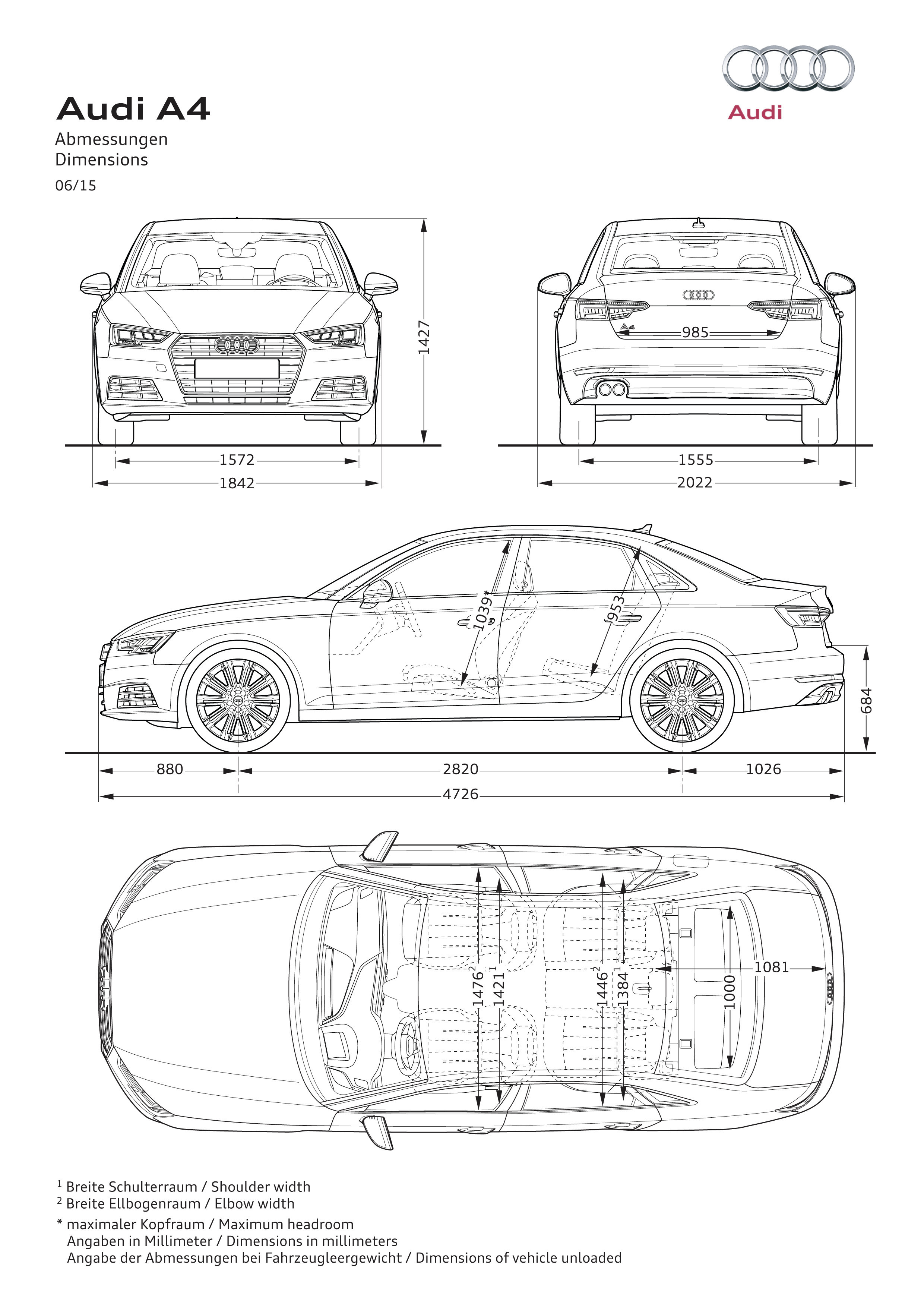 Audi A4 (B9) Avant S4 specs, dimensions