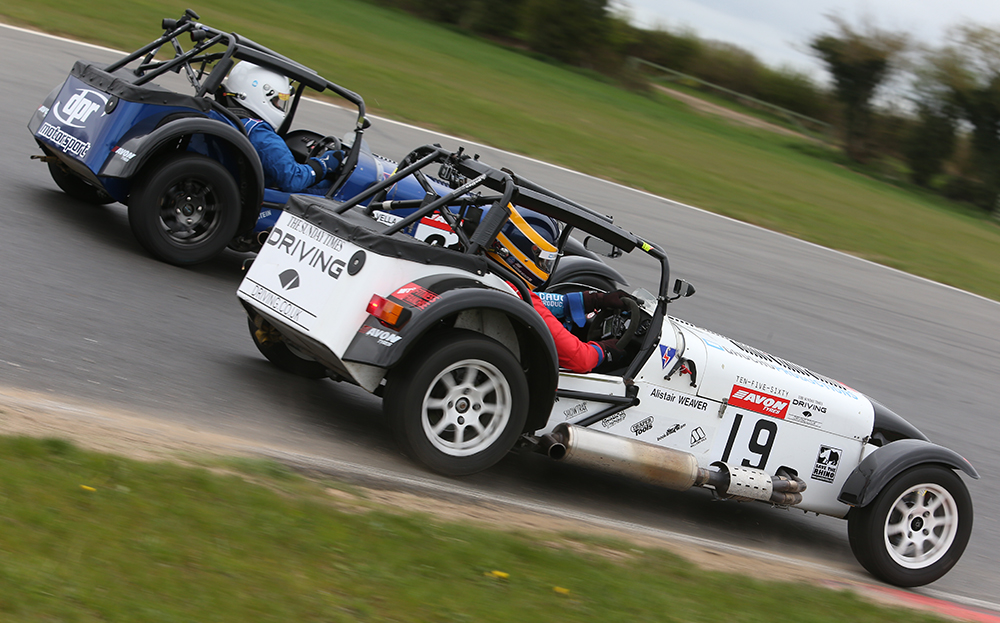 Alistair Weaver in the Sunday Times Driving car, racing in the 2015 Caterham Supersport Champiosnhip
