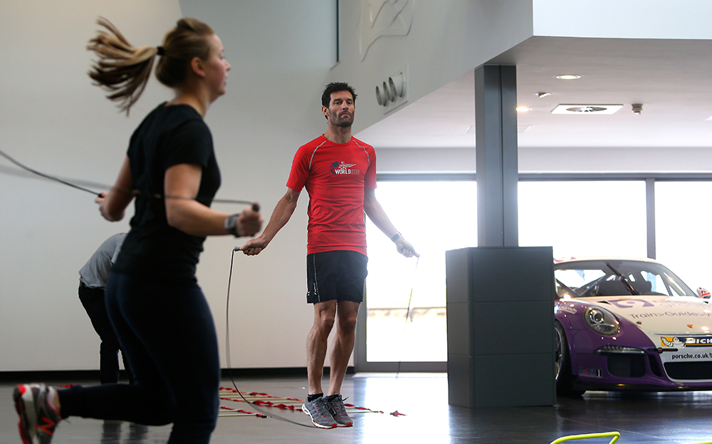 Alistair Weaver trains with Mark Webber at the Porsche Human Performance Centre, Silverstone