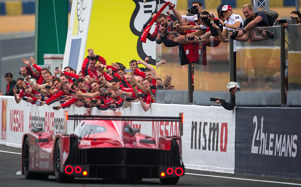 Nissan GT-R LM Nismo crosses the finish line in the 2015 Le Mans 24 Hours
