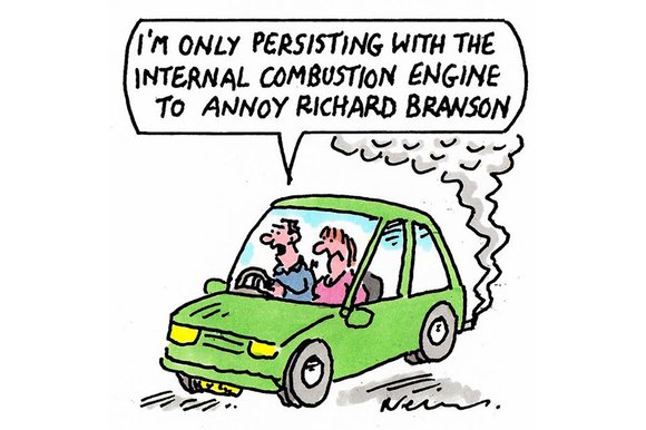 Richard Branson electric car cartoon