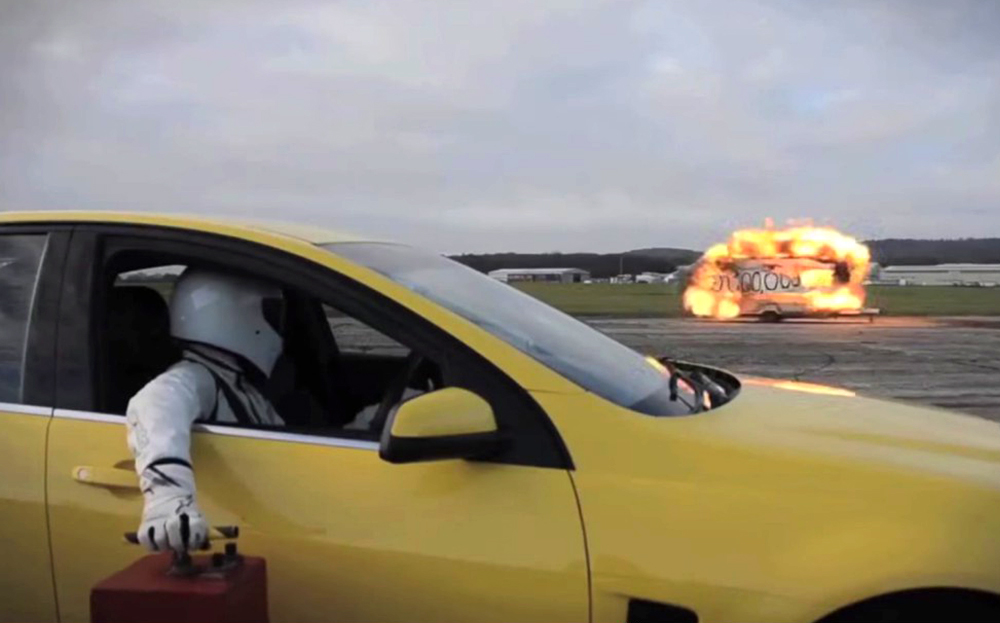 The Stig blows up a caravan on Top Gear