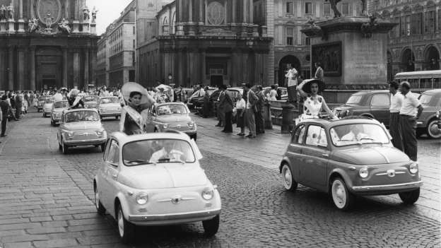 The Fiat Nuova 500 at its launch in Turin