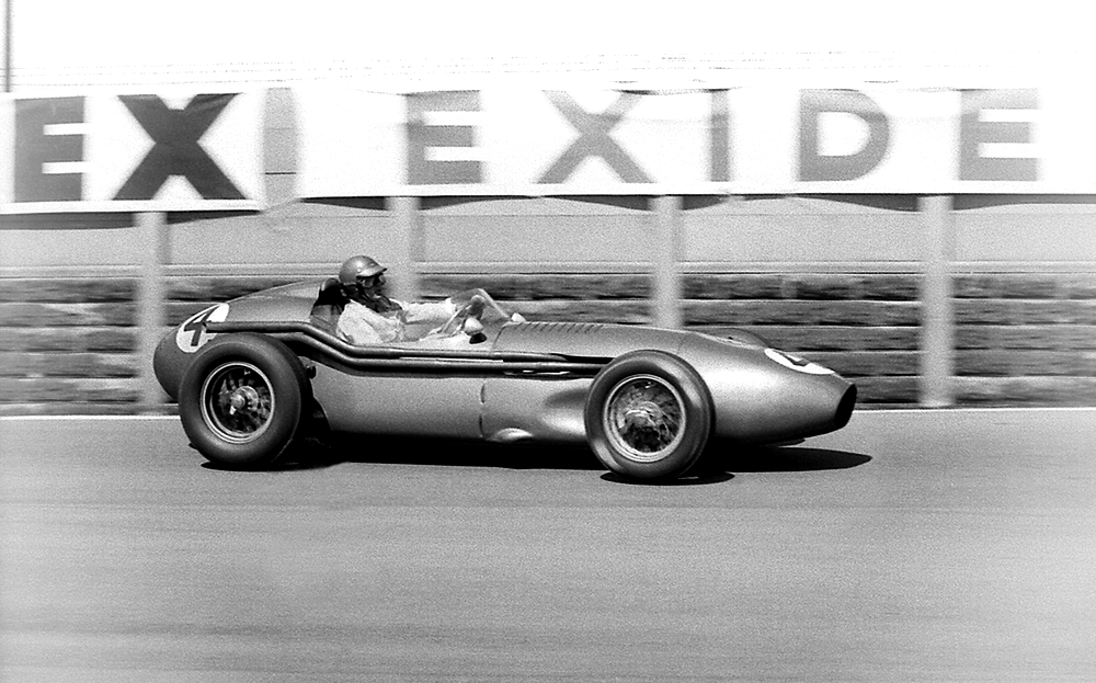 18th July 1959, British GP, Aintree. Car no 4, Carroll Shelby, Aston-Martin, retired. (Photo by: GP Library/UIG via Getty Images)