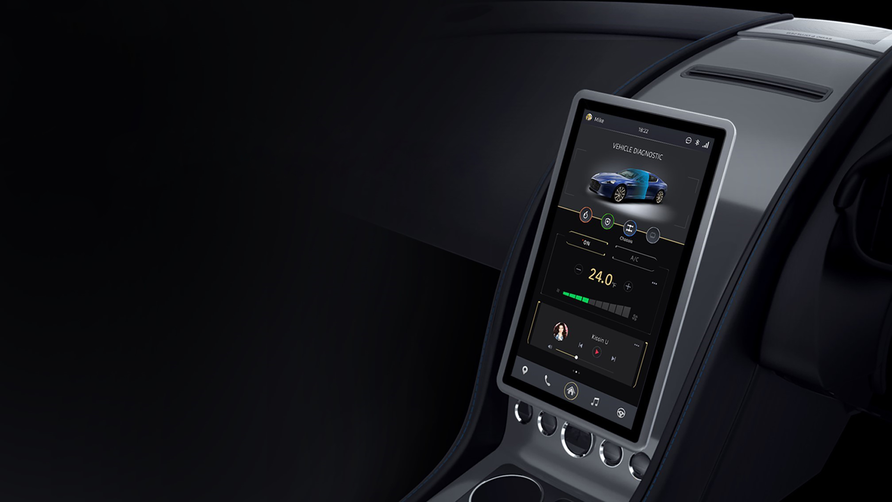 Aston Martin RapidE concept interior and touchscreen at CES 2016