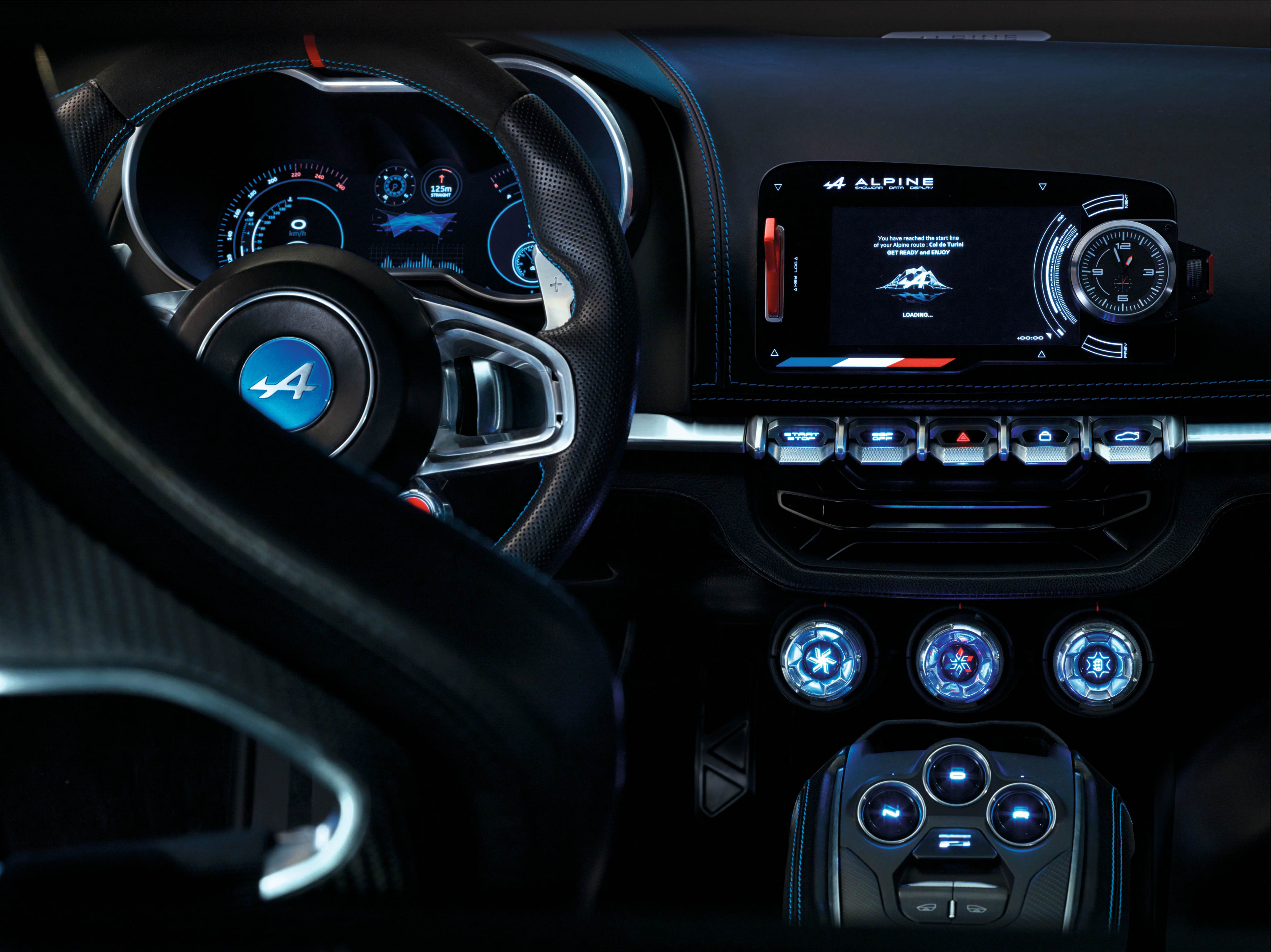 Interior of the Alpine Vision sports car for 2016 Geneva motor show