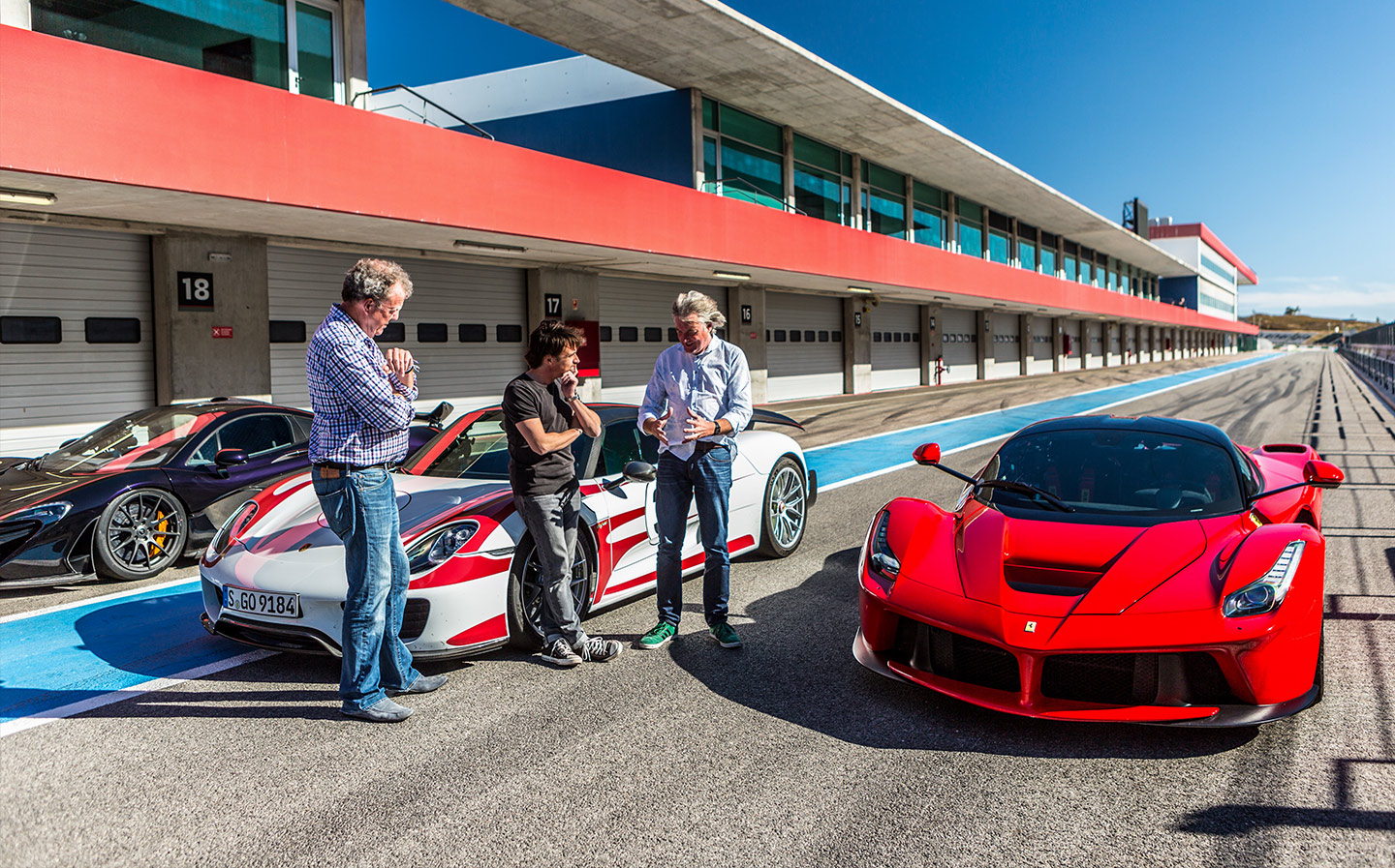 FRIENDS REUNITED Filming The Grand Tour in Portugal, with a hybrid supercar face-off between a McLaren P1, a Porsche 918 Spyder and a LaFerrari 