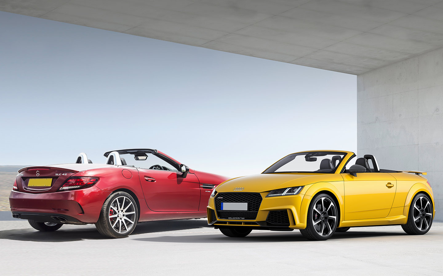 Drop the top and show some muscle: Audi TT RS v Mercedes-AMG SLC 43