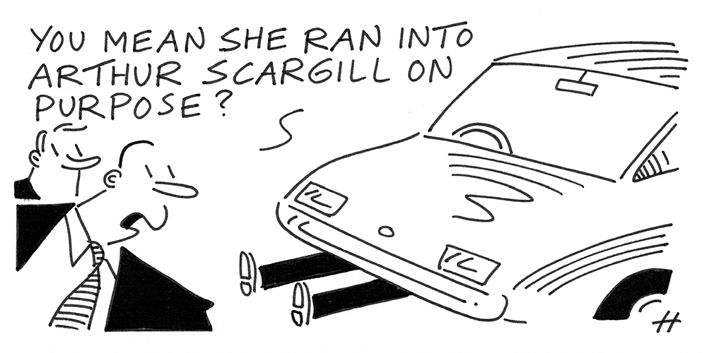 Margaret Thatcher Arthur Scargill driving cartoon for The Times