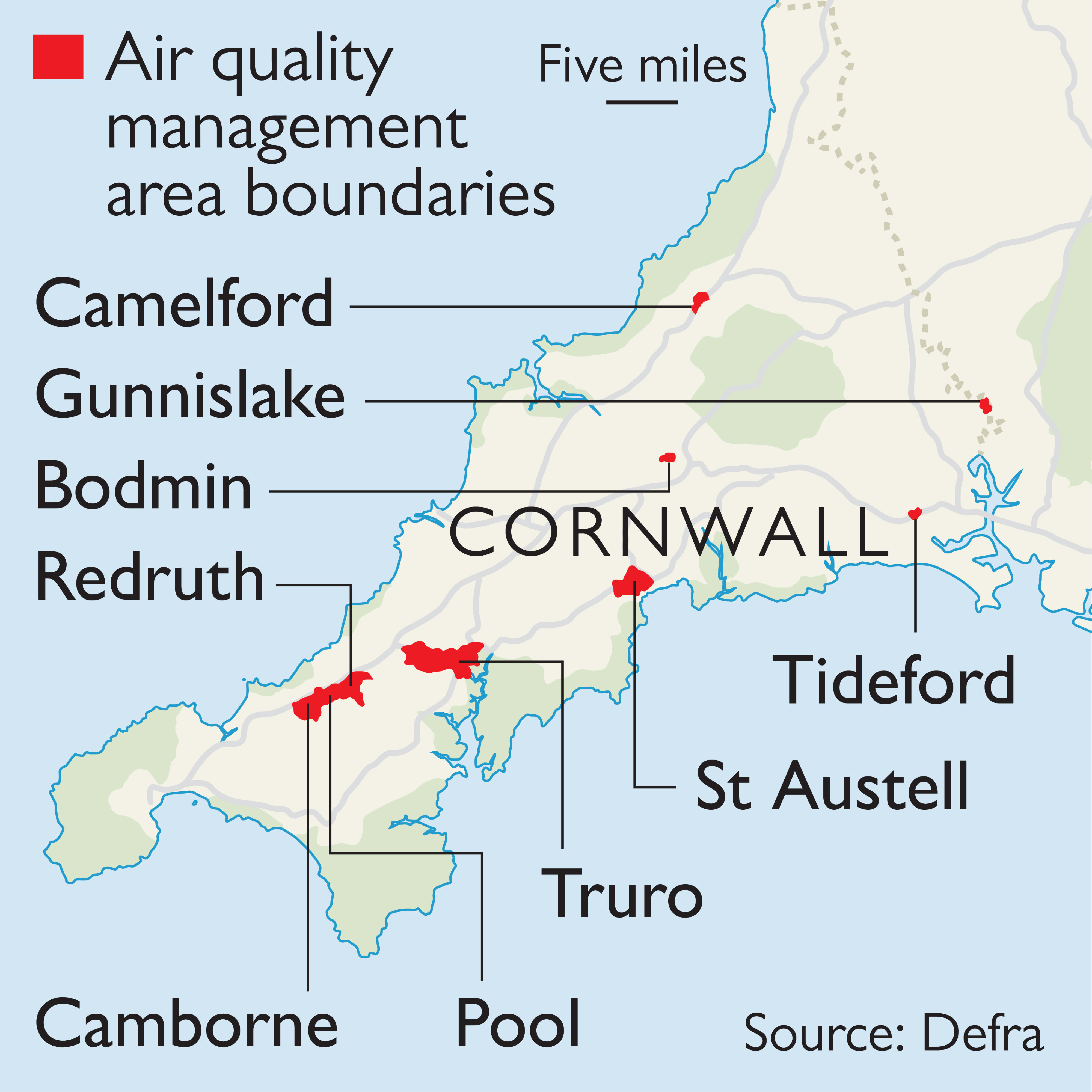 Cornwall air quality management boundaries
