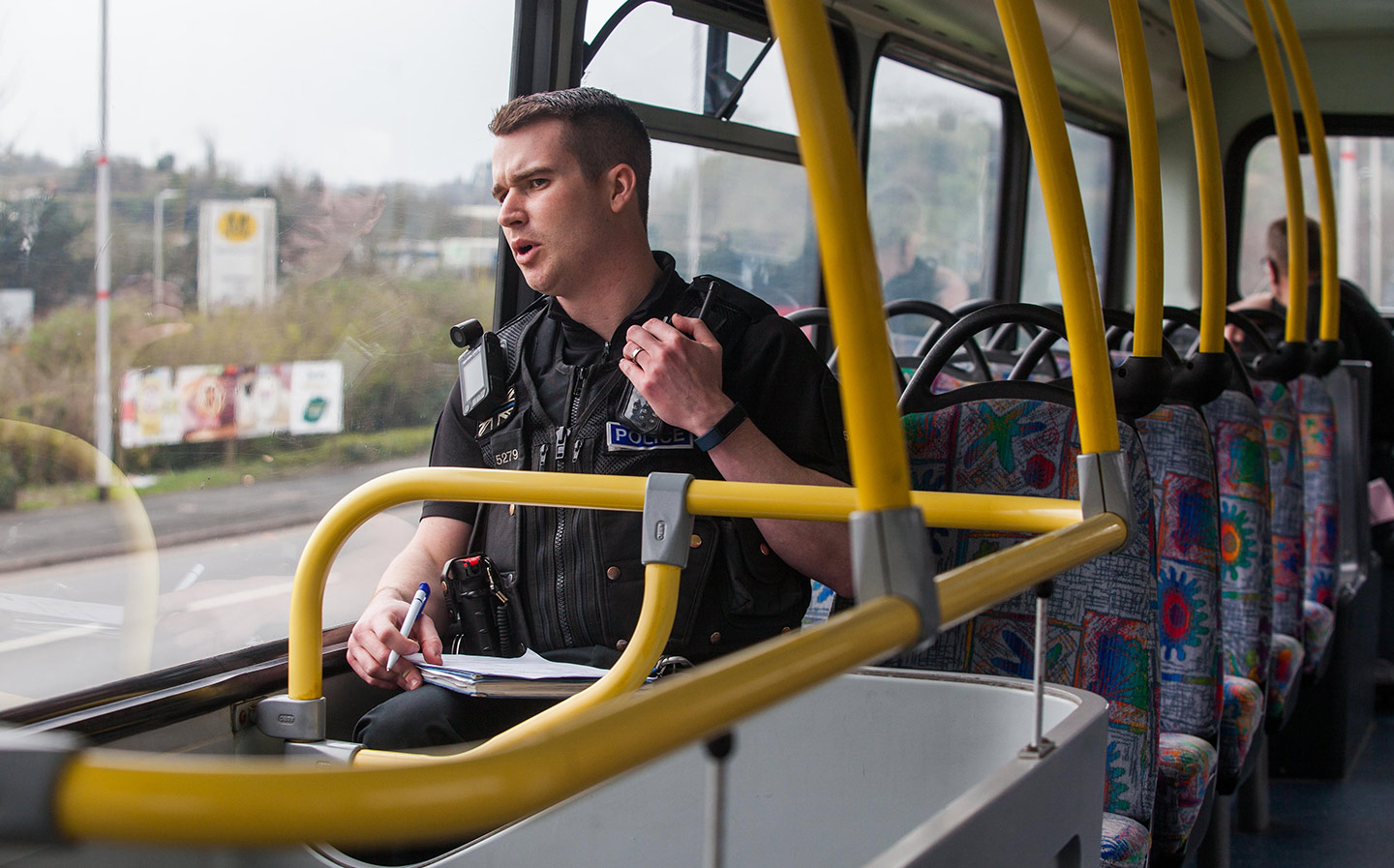 Bobbies on the bus catch motorists using mobiles