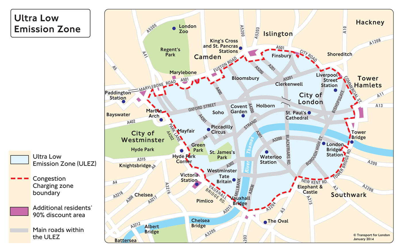 London ULEZ boundary zone map