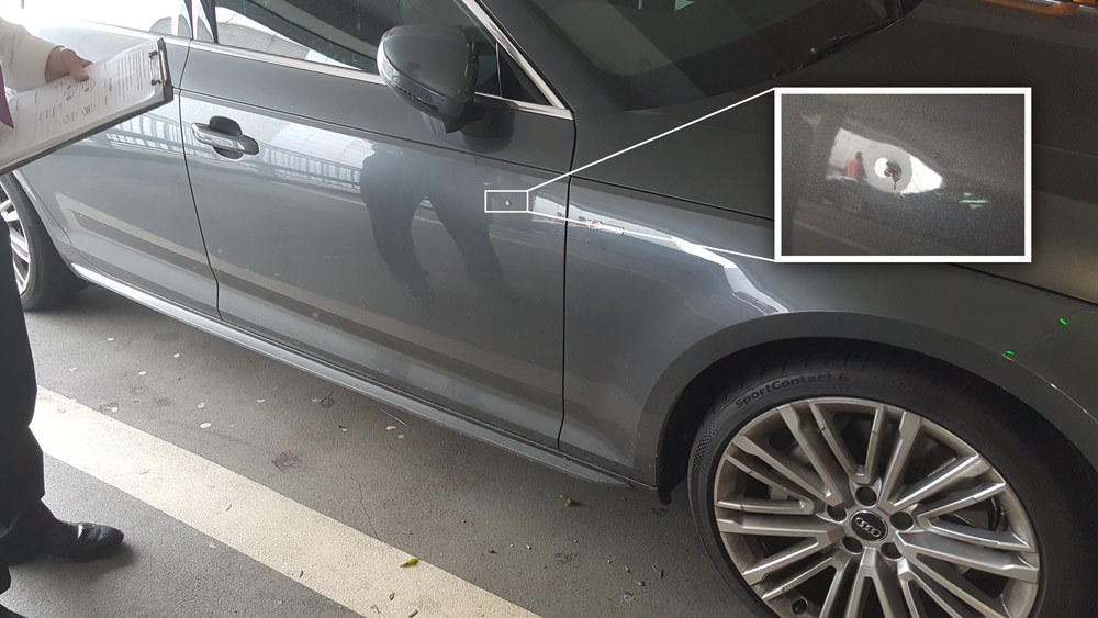 2017 Audi A4 Avant car park ding at Purple PArking Heathrow accident damage