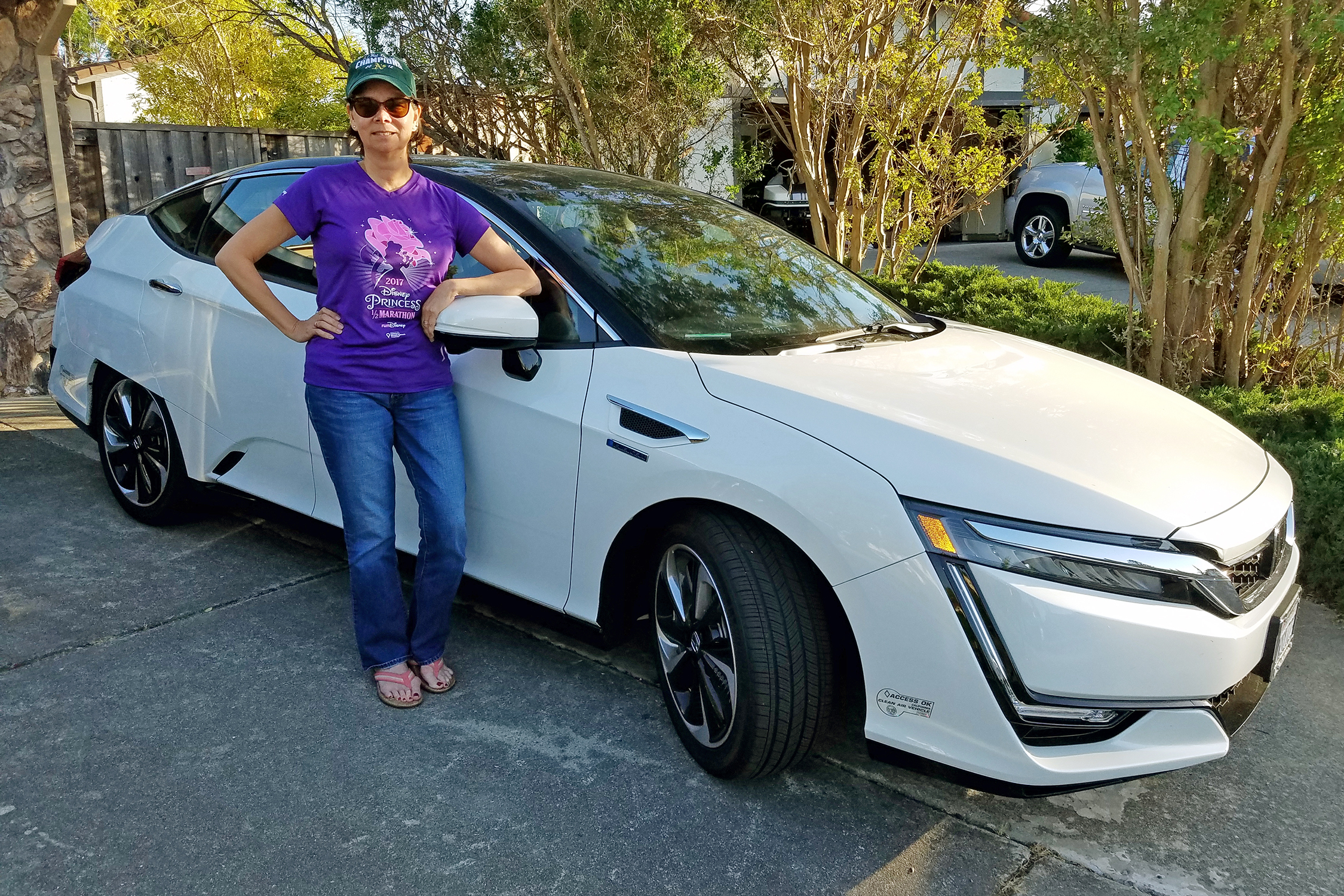 Green miles: Heather McLaughlin commutes daily in her Honda Clarity hydrogen fuel cell car