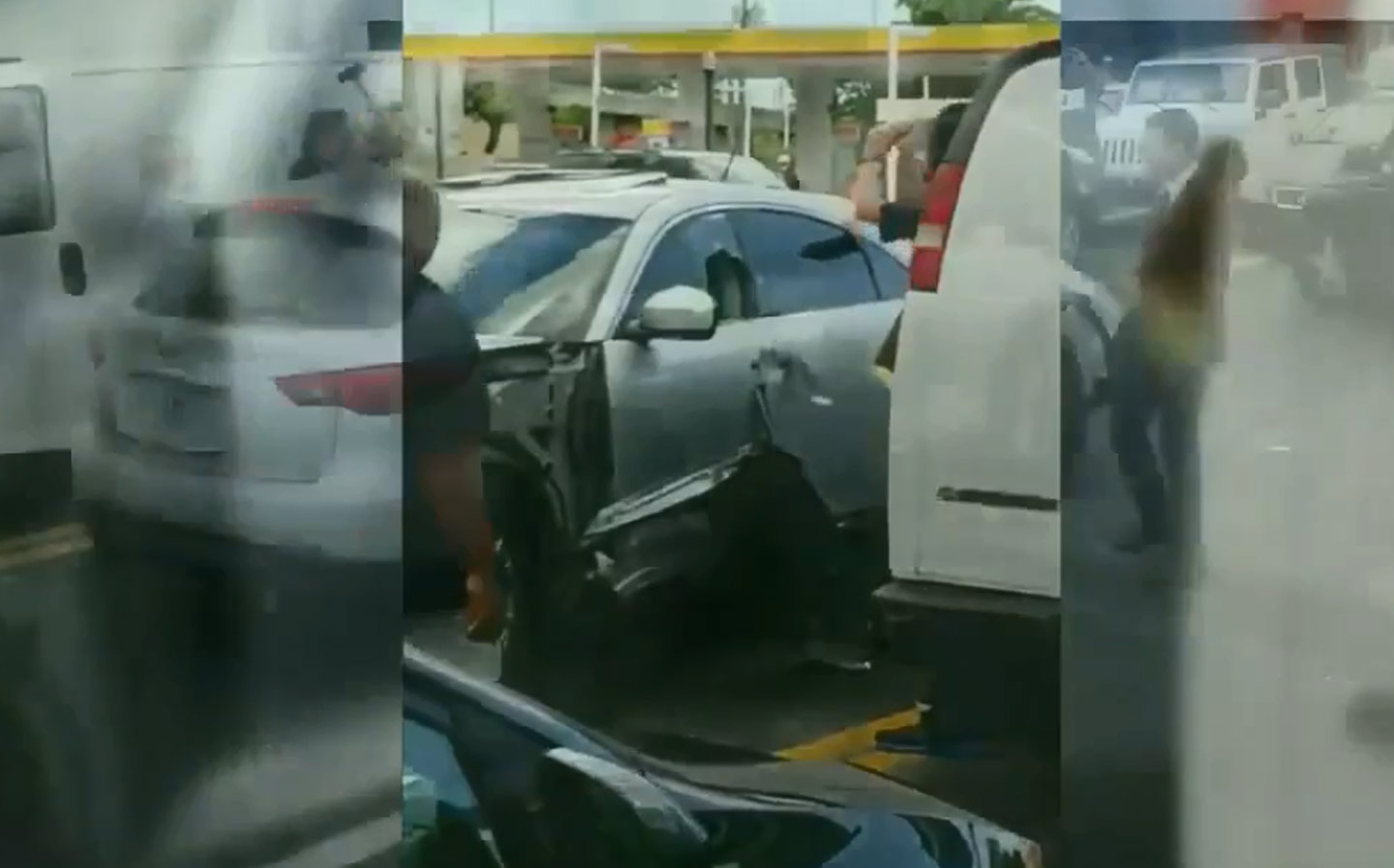 Man smashes SUV windows with sledgehammer after hit-and-run