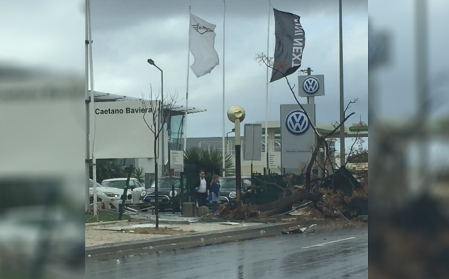 Tornado rips apart car dealers in Portugal