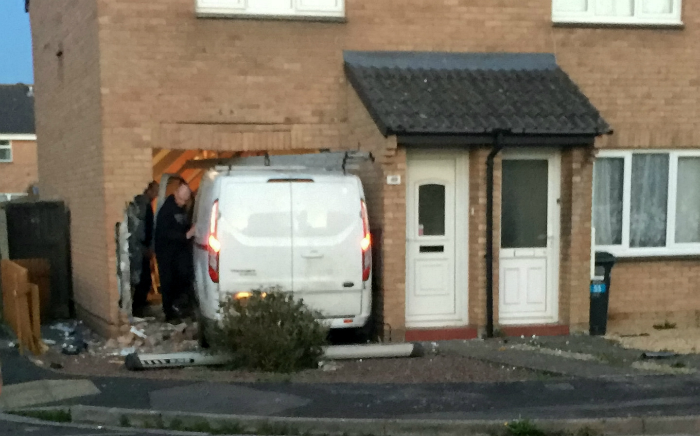 A great-grandmother was killed when a Ford Transit veered off the road and crashed into her house.