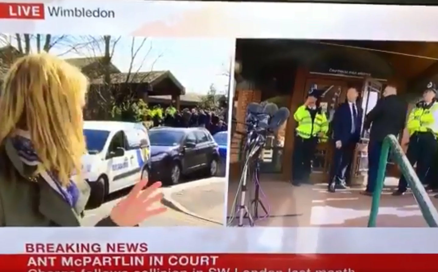 BBC captures car crash outside Ant McPartlin's car crash court hearing