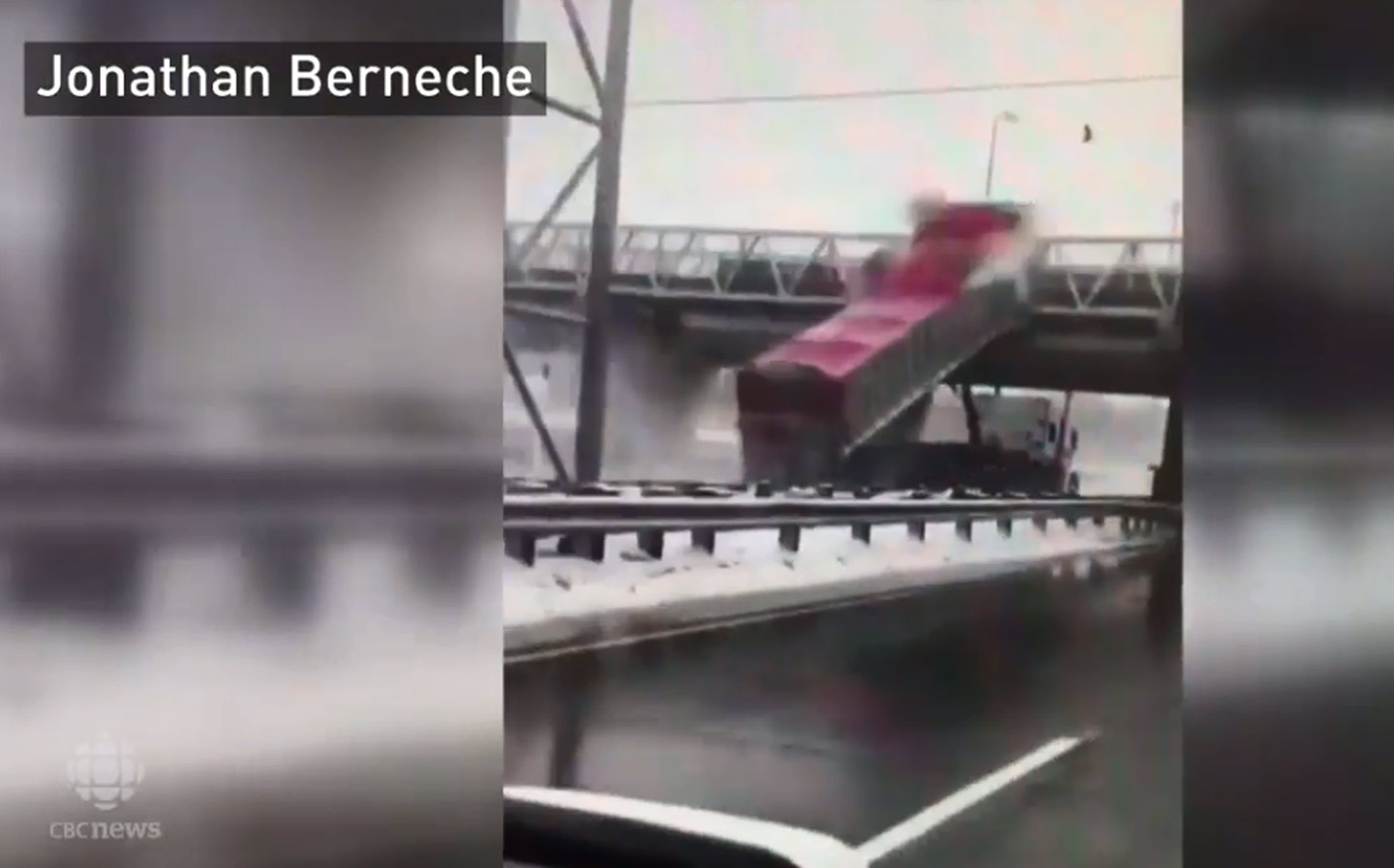 This is what happens when an HGV trailer hits a bridge at full speed