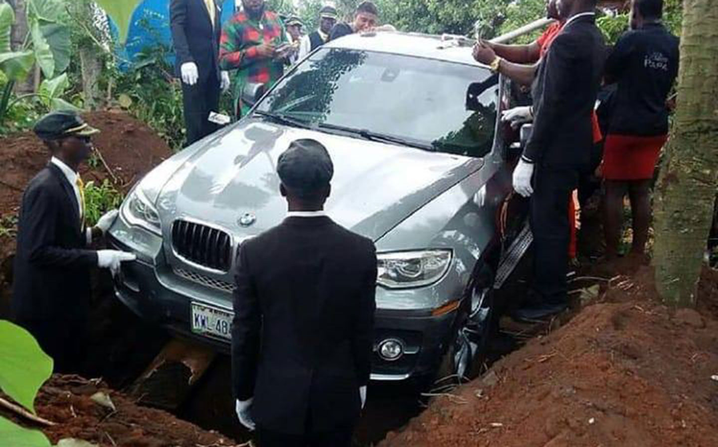 Nigerian man buries father in brand new BMW