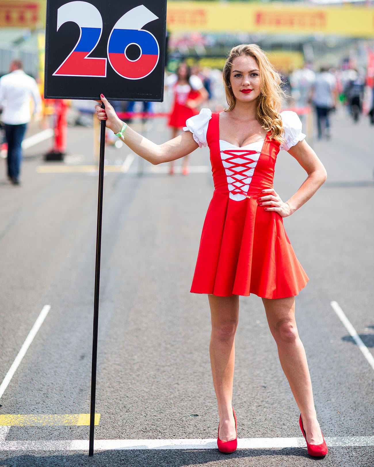 Sign of the times: a grid girl at the Hungarian Grand Prix two years ago