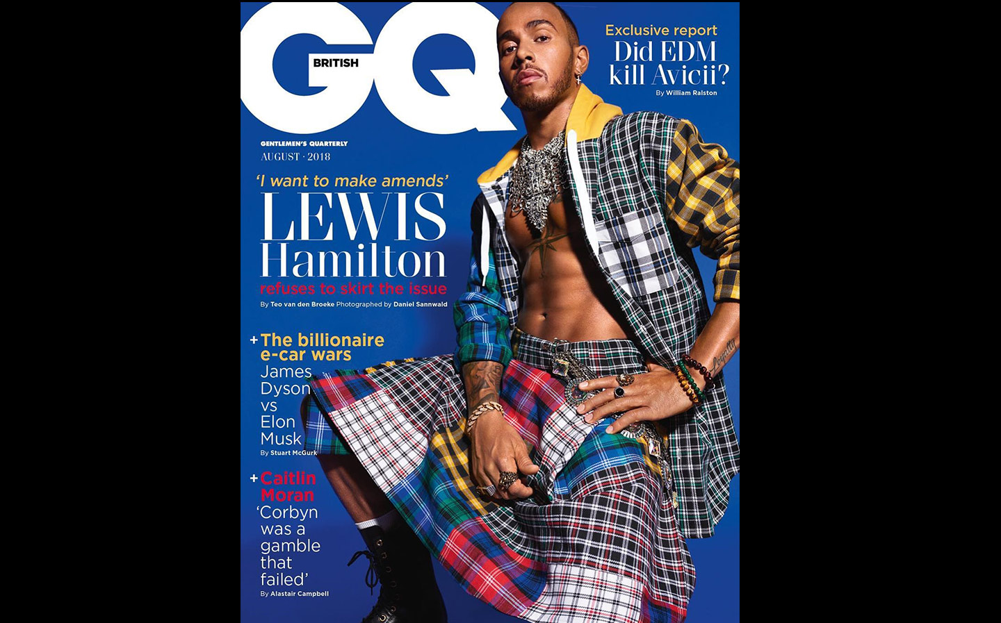Lewis Hamilton wears kilt for GQ cover to 'make amends' for mocking nephew for wearing dress