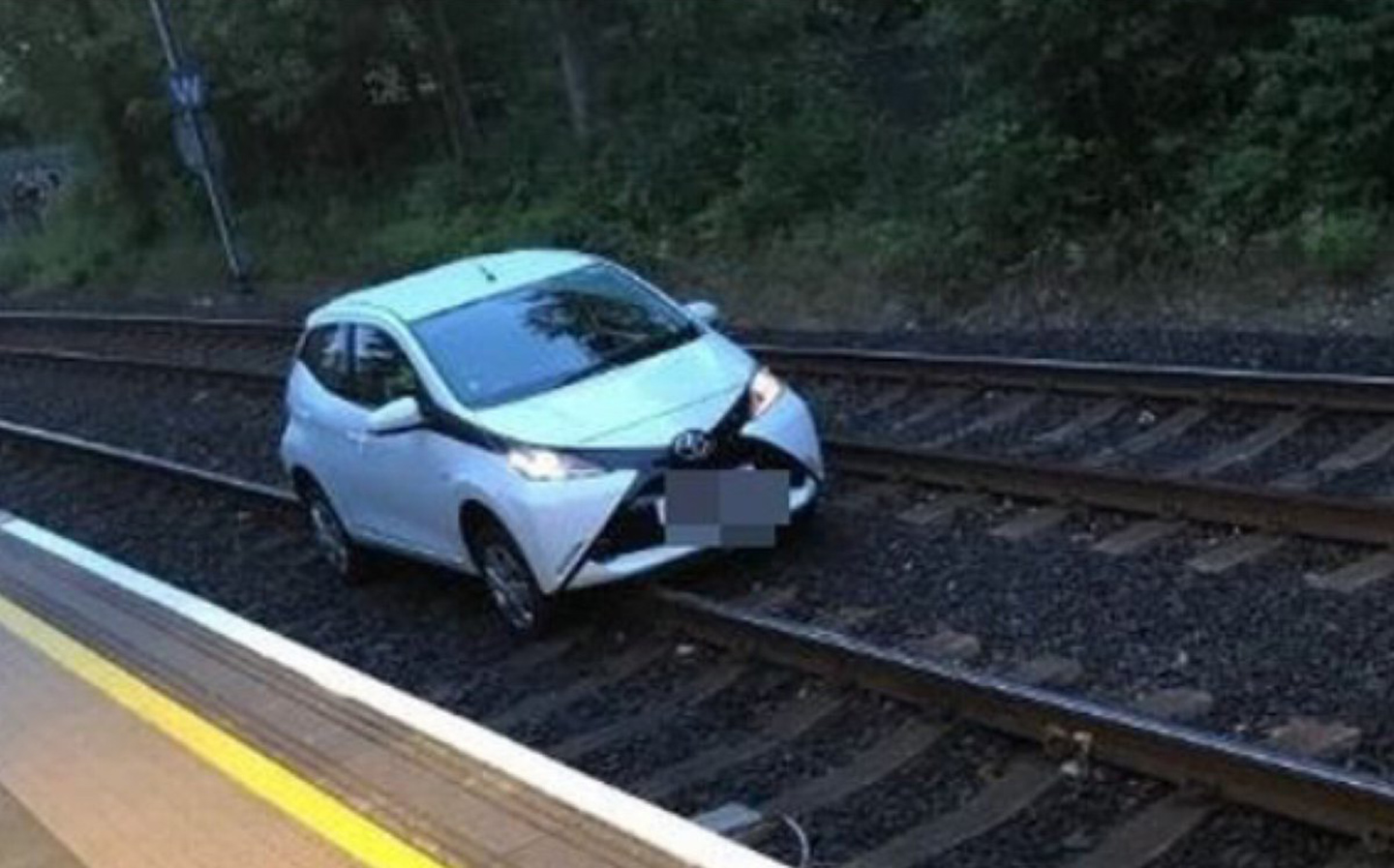 Pensioner makes wrong turn onto railway line in Toyota Aygo