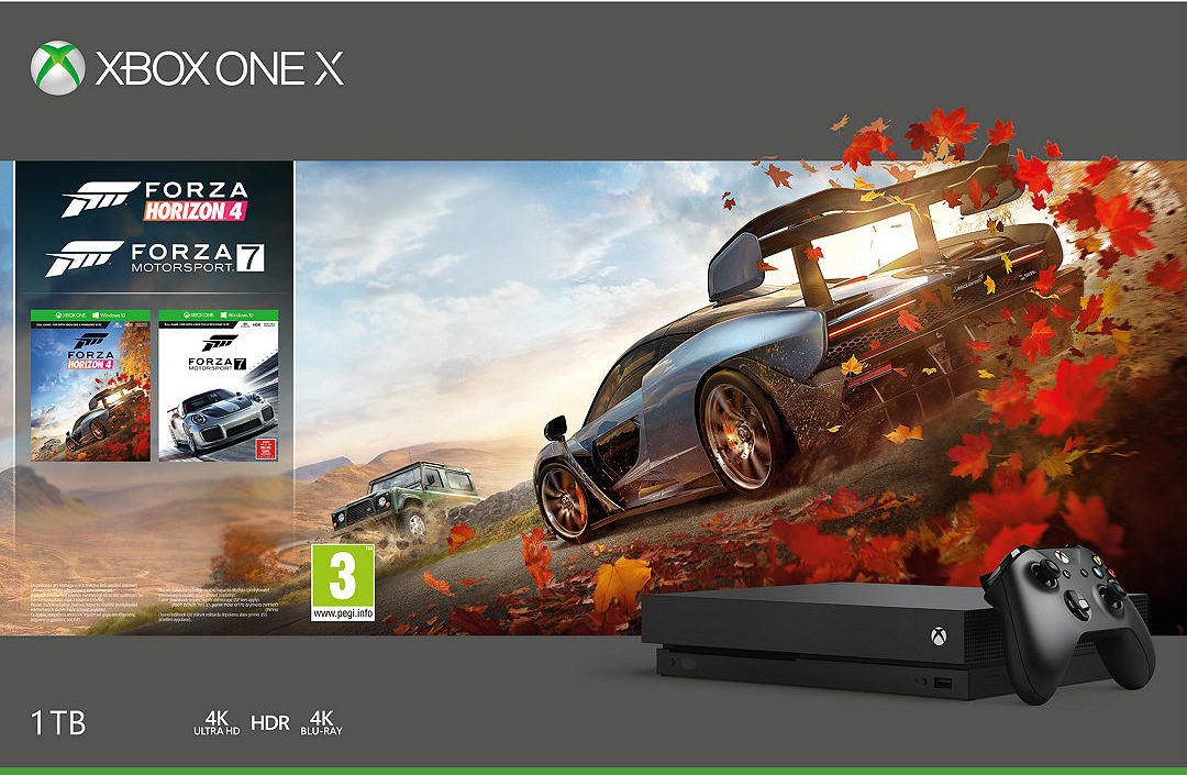 Christmas gifts: Microsoft Xbox One X Console, 1TB, with Wireless Controller and Forza Horizon 4 + Forza Motorsport 7 Bundle