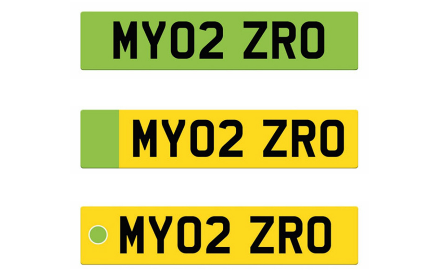 Department for Transport electric car green number plate design ideas