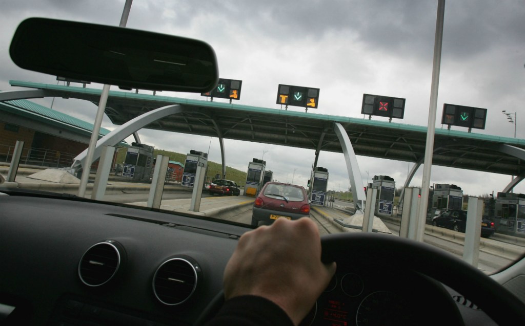 M6 Toll motorway booth driver POV