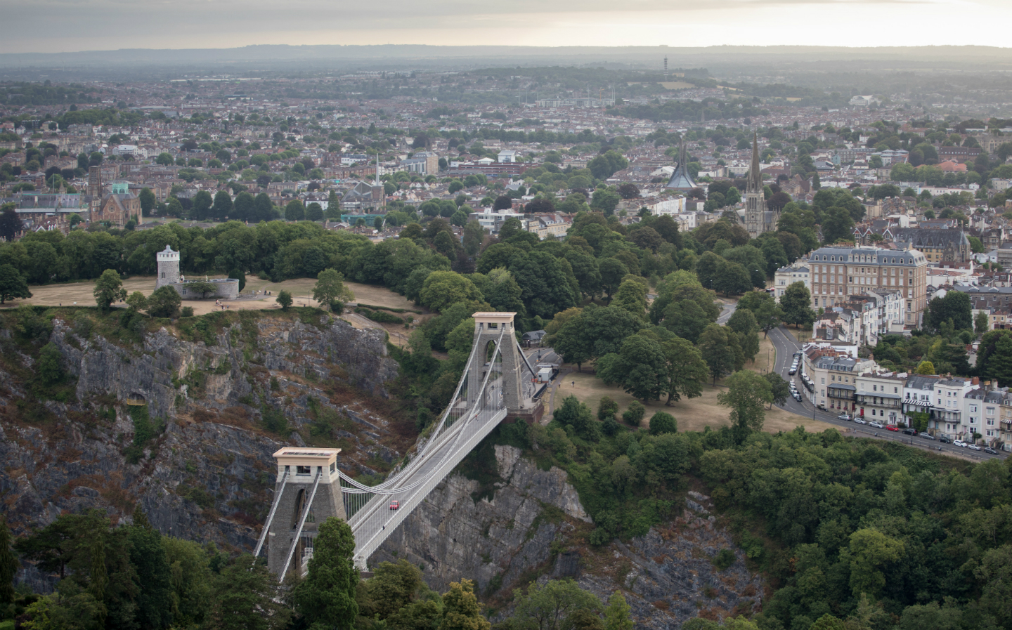 Bristol city aerial view Clifton Suspension Bridge