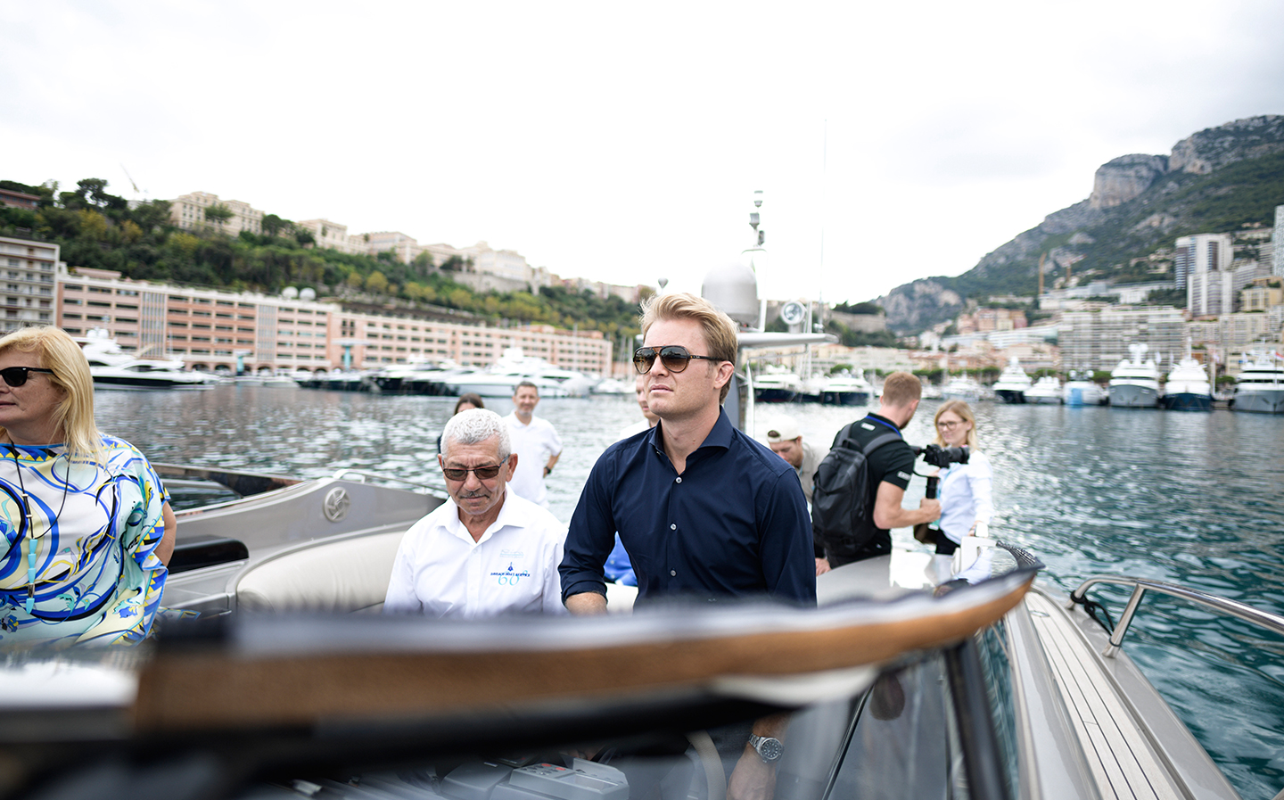 Drivin' with Nico Rosberg rally 2019 - feature by Times Luxx's David Green for Driving.co.uk - Rosberg driving a Riva boat at Monaco