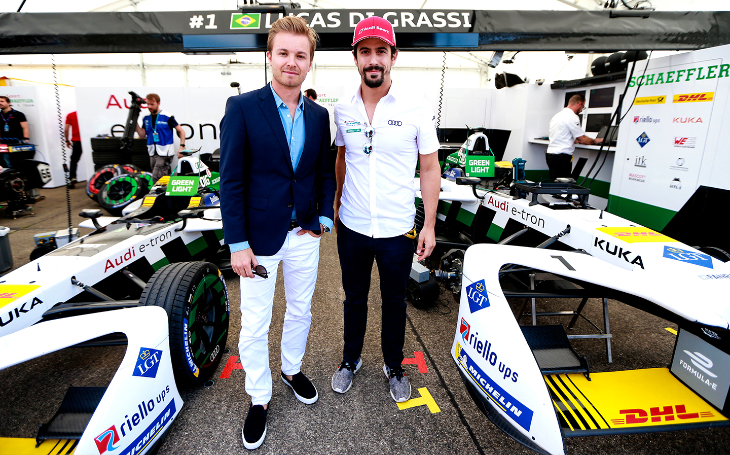 Drivin' with Nico Rosberg rally 2019 - feature by Times Luxx's David Green for Driving.co.uk - Rosberg with Lucas di Grassi at Formula E 