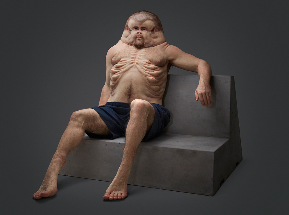 Artist Patricia Piccinini created in collaboration with the Transport Accident Commission in Australia, 2016. sculpted ‘graham‘ with the bodily features that might be present in humans if they had evolved to withstand the forces involved in crashes. © Transport Accident Commission