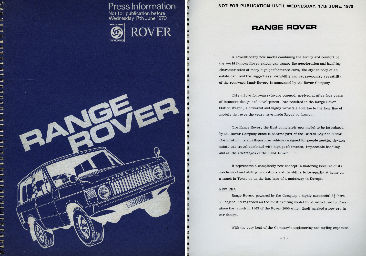 1970 Range Rover press kit
