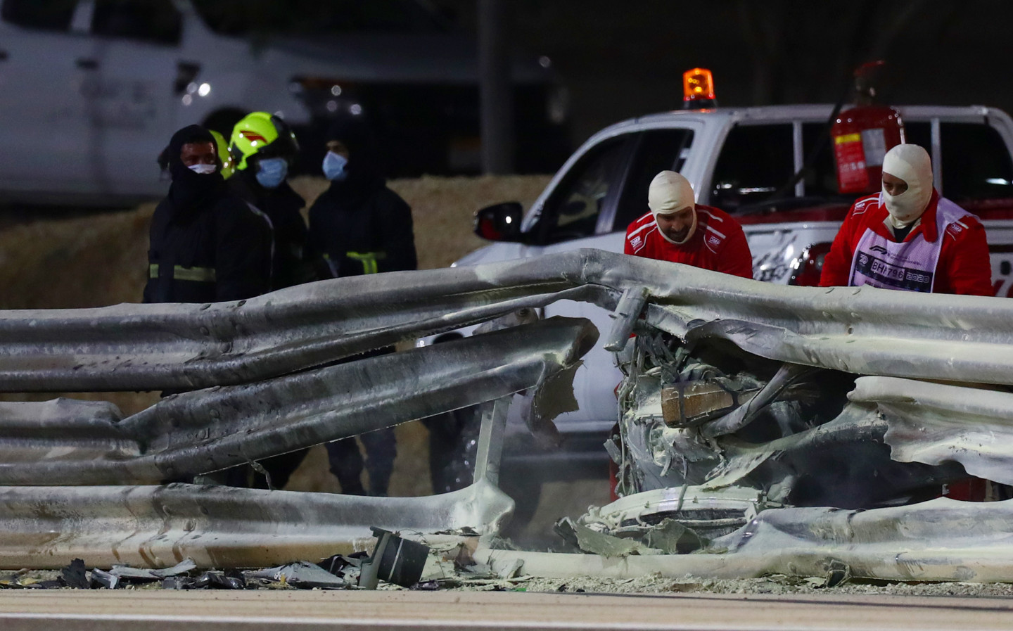 The barrier Romain Grosjean crashed into