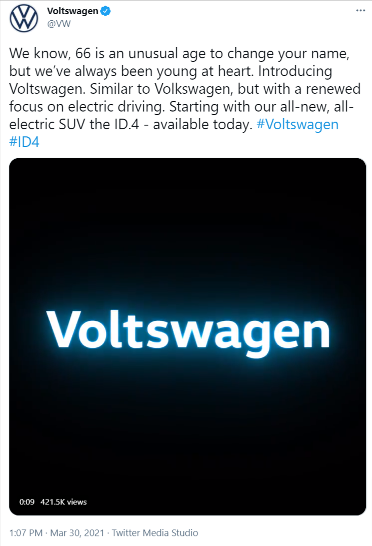 Volkswagen Voltswagen April Fool's joke