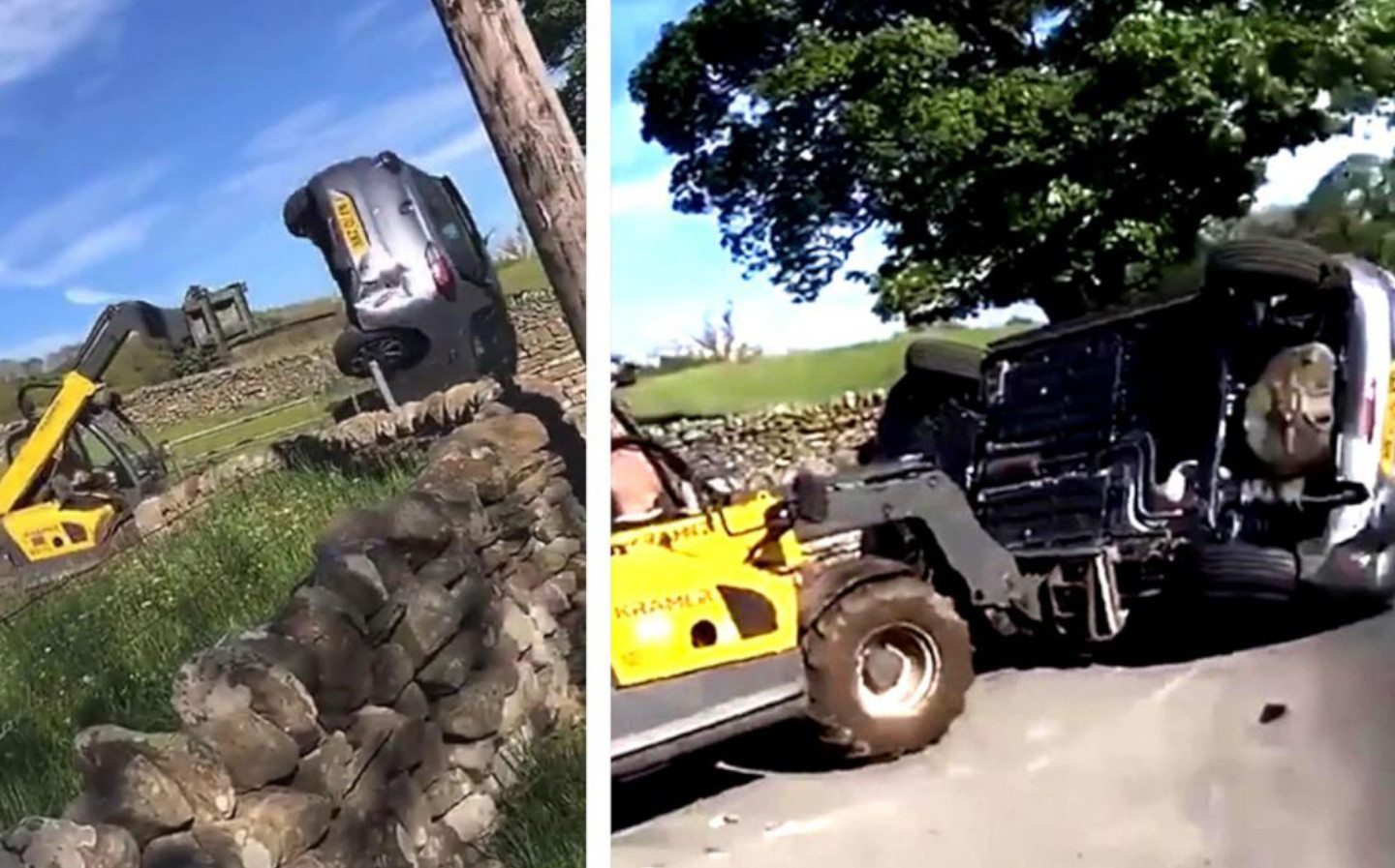 Farmer destroys vehicle blocking his gate